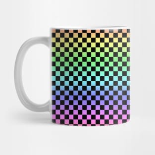 Black Checkered Rainbow Ombre Pattern Mug